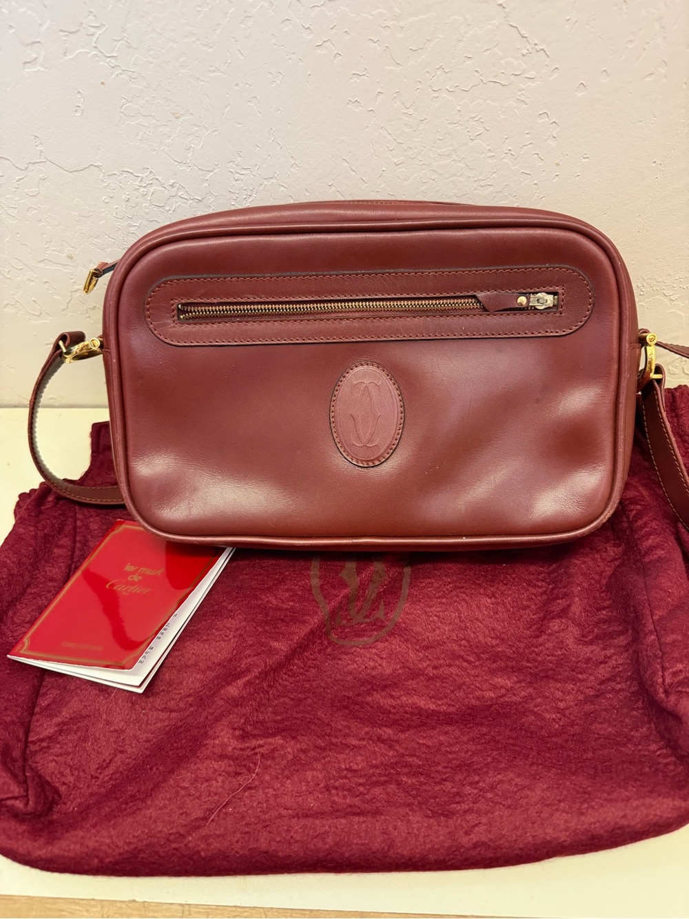 Vintage Must de Cartier Burgundy Leather Crossbody Bag – Paris – Quiet Luxury